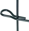A close-up view of a black metal garden fence element with a rounded arch shape. Produktbild-Vorschau