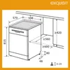 A technical drawing with dimensions for a dishwasher. Produktbild-Vorschau