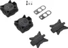 A collection of black plastic parts for an air pump repair kit, laid out on a white background. Voir les images du produit