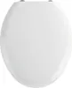 A top-down view of a closed white toilet seat. Produktbild-Vorschau