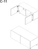 Two isometric views of a modern cabinet, one with doors open and one with doors closed. Produktbild-Vorschau