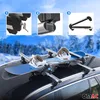 A collage showing details of a ski and snowboard roof rack system mounted on a car, with a snowy forest background. Podgląd zdjęcia produktu