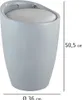 A light gray stool with a white cushion, shown with dimensions indicated. Produktbild-Vorschau