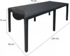 A dark grey rectangular outdoor dining table with dimensions indicated by measurement lines and text. Produktbild-Vorschau