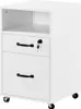 A white rolling filing cabinet with two drawers and an open shelf. Produktbild-Vorschau