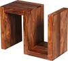 A wooden side table with a unique S-shaped design. Produktbild-Vorschau