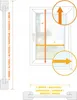 Diagrams illustrating how to measure a window for blinds, with labels in multiple languages. Produktbild-Vorschau