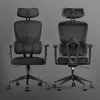 Two black ergonomic office chairs shown from front and back against a gray background. Produktbild-Vorschau