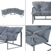 A collage of four images showing a modular grey sofa set from different angles. Anteprima dell’immagine prodotto