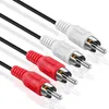 A close-up studio shot of two red and two white RCA audio cables. Produktbild-Vorschau