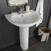 vidaXL Umywalka wolnostojąca z kolumną ceramiczną biała Podgląd zdjęcia produktu 2