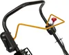 A close-up view of the handle and controls of a lawn care machine. Produktbild-Vorschau