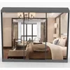 A 3D rendering of a modern bedroom with a large wardrobe with mirrored doors. Náhľad obrázku produktu