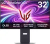 A promotional image of an LG UltraGear OLED monitor displaying a vibrant abstract background with the LG logo prominently featured. Text overlays highlight key features like resolution and refresh rate. Náhľad obrázku produktu