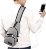 Herren Sling Bag Crossbody Tasche mit USB Port, A0575 Grau Produktbild-Vorschau 3