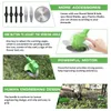 Collage of images and text describing features of a green electric lawnmower. Podgląd zdjęcia produktu