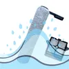 Illustration showing a cleaning roller and a filter submerged in water, with water drops falling. Produktbild-Vorschau