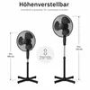 Standventilator 40cm Leise 45W Oszillierend Lüfter Produktbild-Vorschau 3
