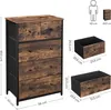 A diagram showing the dimensions of a chest of drawers and its drawers, along with a silhouette of a person for scale. Náhled obrázku produktu