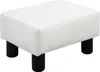 A white upholstered ottoman with four black cylindrical legs against a white background. Produktbild-Vorschau