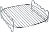 A silver metal grill rack for an air fryer, shown from a diagonal angle against a white background. Produktbild-Vorschau
