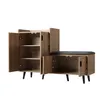 A shoe cabinet with a bench, shown from the front with doors open. Náhľad obrázku produktu