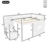 A diagram showing the dimensions of a white bunk bed. Voir les images du produit
