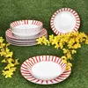 Split rosso strisce 12pcs servizio cena porcellana 6 pers Anteprima dell’immagine prodotto 2