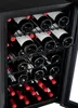 Close-up view of a wine cooler with bottles stored on shelves. Produktbild-Vorschau