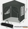 A diagram showing the dimensions of a gray gazebo and its carrying bag. Produktbild-Vorschau