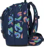 A navy blue satch backpack with a colorful abstract pattern, shown from the side. Náhled obrázku produktu
