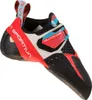 Klett-Kletterschuh "Solution Comp Woman" von La Sportiva; schwarz-rot mit blauen Akzenten und speziellen Griffzonen. Produktbild-Vorschau
