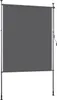 A dark gray roller blind mounted on a stand with two vertical poles and a crank on the right side. Produktbild-Vorschau