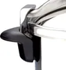 A close-up view of a black plastic handle attached to a shiny metal ring, likely part of a kitchen appliance. Produktbild-Vorschau