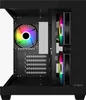 Interior view of a black computer tower case with RGB fans. Podgląd zdjęcia produktu