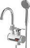 A white and silver electric faucet with a shower head attachment, shown against a white background. Produktbild-Vorschau