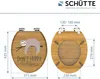 Diagrams showing the dimensions of a toilet seat, with a graphic of a sloth and text. Anteprima dell’immagine prodotto