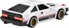A white toy car with red and black racing stripes. Náhled obrázku produktu