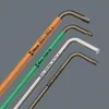 A set of four L-shaped hex keys with different colored handles and sizes, arranged diagonally against a plain gray background. Produktbild-Vorschau