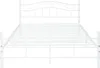A white metal bed frame with a slatted base, shown from the front. Produktbild-Vorschau