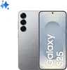 A silver Samsung Galaxy S25 smartphone is shown from the back and front. Produktbild-Vorschau