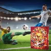 Two soccer players in action on a soccer field with a stadium in the background, and a product box in the foreground. Produktbild-Vorschau