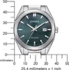 A close-up of a watch with a ruler and measurement markings overlaid. Produktbild-Vorschau