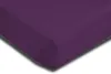 A close-up view of a purple fitted sheet, showing the corner and a portion of the top surface. Produktbild-Vorschau