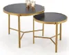 Two nesting tables with black marble tops and gold metal frames, displayed on a white background. Podgląd zdjęcia produktu