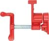 A red pipe clamp is shown against a white background. Produktbild-Vorschau