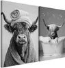 murando - Set Handart Vache au spa Impression artistique 80 Voir les images du produit 1