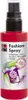 A bottle of red fabric spray paint with a label showing a t-shirt design. Voir les images du produit