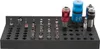 A black bit holder with various screwdriver bits and adapters inserted into it. Produktbild-Vorschau