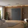 A modern living room with a murphy bed unit against a wood-paneled wall. Náhled obrázku produktu